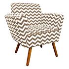 Kit 01 Poltrona Com 01 Puff Dora Estampado Bege Pés Palito