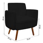 Kit 01 Poltrona E 01 Puff Agatha Suede Preto Pés Palito Casta