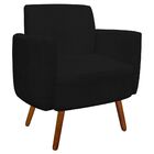 Kit 01 Poltrona E 01 Puff Agatha Suede Preto Pés Palito Casta