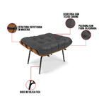 Kit 01 Poltrona E 01 Puff Costela Corino Preto Base Metálica