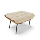 Kit 01 Poltrona E 01 Puff Costela Linho Areia A27 Base Metáli