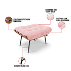 Kit 01 Poltrona E 01 Puff Costela Suede Base Metálica Preto M