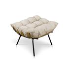 Kit 01 Poltrona E 01 Puff Costela Suede Base Metálica Preto M