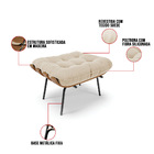 Kit 01 Poltrona E 01 Puff Costela Suede Base Metálica Preto M