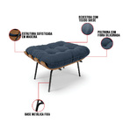 Kit 01 Poltrona E 01 Puff Costela Suede Base Metálica Preto M