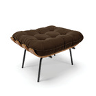 Kit 01 Poltrona E 01 Puff Costela Suede Marrom Base Metálica