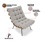 Kit 01 Poltrona E 01 Puff Costela Veludo Base Metálica Preto