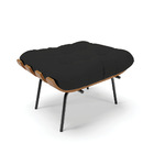 Kit 01 Poltrona E 01 Puff Costela Veludo Preto Base Metálica