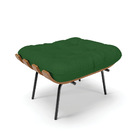 Kit 01 Poltrona E 01 Puff Costela Veludo Verde A136 Luxo Base