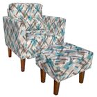 Kit 01 Poltrona E 01 Puff Decorativo Lívia Estampado Traçado