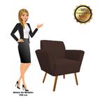 Kit 01 Poltrona E 01 Puff Dora Marrom Pés Palito Castanho