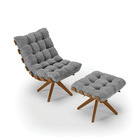 Kit 01 Poltrona E 01 Puff Giratório Costela Base Madeira Ma30