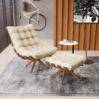 Kit 01 Poltrona E 01 Puff Giratório Costela Base Madeira Ma30