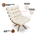 Kit 01 Poltrona E 01 Puff Giratório Costela Base Madeira Ma30