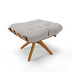 Kit 01 Poltrona E 01 Puff Giratório Costela Base Madeira Ma30