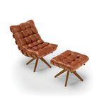 Kit 01 Poltrona E 01 Puff Giratório Costela Corano Base Madei