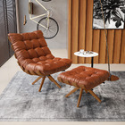 Kit 01 Poltrona E 01 Puff Giratório Costela Corano Base Madei