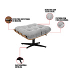 Kit 01 Poltrona E 01 Puff Giratório Costela Suede Base Metáli