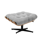 Kit 01 Poltrona E 01 Puff Giratório Costela Suede Base Metáli