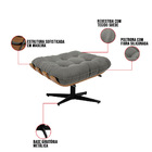 Kit 01 Poltrona E 01 Puff Giratório Costela Suede Base Metáli