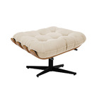 Kit 01 Poltrona E 01 Puff Giratório Costela Suede Bege Base M