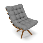 Kit 01 Poltrona E 01 Puff Giratório Costela Veludo Grafite A1