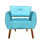 Kit 01 Poltrona E 01 Puff Josy Azul Turquesa Pés Palito