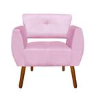 Kit 01 Poltrona E 01 Puff Josy Rosa Bebê Pés Palito Castanho