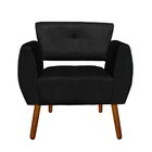 Kit 01 Poltrona E 01 Puff Josy Suede Preto Pés Palito Castanh