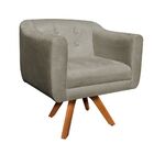 Kit 01 Poltrona E 01 Puff Julia Giratório Suede Base Madeira