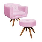 Kit 01 Poltrona E 01 Puff Julia Giratório Suede Com Strass Ba