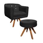 Kit 01 Poltrona E 01 Puff Julia Giratório Suede Com Strass Ba