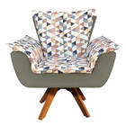 Kit 01 Poltrona E 01 Puff Opala Giratório D87 Com Suede Base