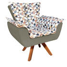 Kit 01 Poltrona E 01 Puff Opala Giratório D87 Com Suede Base