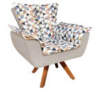 Kit 01 Poltrona E 01 Puff Opala Giratório D87 Com Suede Base