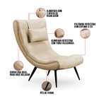 Kit 01 Poltrona E 01 Puff Sher Facto Bege Pés Palito De Ferro