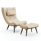 Kit 01 Poltrona E 01 Puff Sher Facto Bege Pés Palito De Ferro