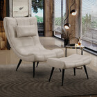 Kit 01 Poltrona E 01 Puff Sher Facto Pérola Dunas Pés Palito