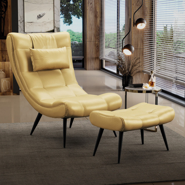 Kit 01 Poltrona E 01 Puff Sher Facto Pés Palito De Ferro D03