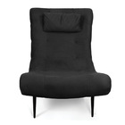 Kit 01 Poltrona E 01 Puff Sher Suede Preto Pés Palito De Ferr