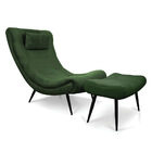 Kit 01 Poltrona E 01 Puff Sher Suede Verde Pés Palito De Ferr