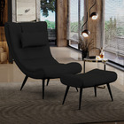 Kit 01 Poltrona E 01 Puff Sher Veludo Luxo Pés Palito De Ferr