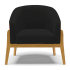 Kit 01 Poltrona E 01 Puff Stella Corano Nozes Com Linho Preto