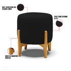 Kit 01 Poltrona E 01 Puff Stella Corano Nozes Com Linho Preto