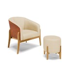 Kit 01 Poltrona E 01 Puff Stella Corano Nozes Com Veludo Luxo