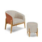 Kit 01 Poltrona E 01 Puff Stella Corano Nozes Com Veludo Luxo