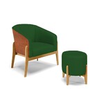 Kit 01 Poltrona E 01 Puff Stella Corano Nozes Com Veludo Luxo