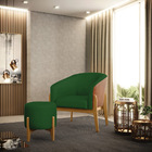 Kit 01 Poltrona E 01 Puff Stella Corano Nozes Com Veludo Luxo