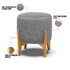 Kit 01 Poltrona E 01 Puff Stella Corano Preto Com Linho Grafi