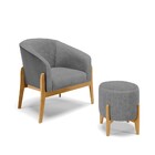 Kit 01 Poltrona E 01 Puff Stella Corano Preto Com Linho Grafi